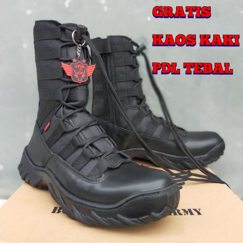 SEPATU PDL NINJA KOMANDO BAHAN KULIT SAPI ASLI MERK APIK SEPATU PDL DINAS LAPANGAN TNI POLRI SECURITY SATPAM