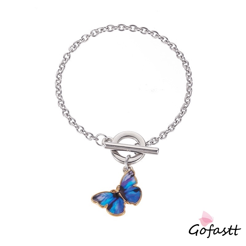 【CHECKOUT RP100】Gelang Kupu-kupu Biru Gelang Rantai Gerhana Aksesori Busana Wanita Korea G-5