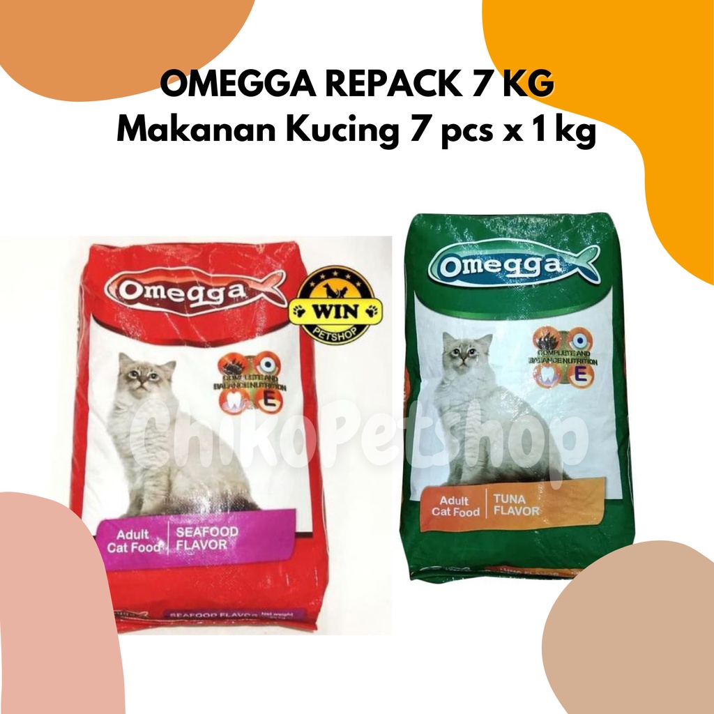 Makanan Kucing OMEGGA TUNA/SEAFOOD 7Kg (7 pcs x 1 Kg) Grab/Gojek