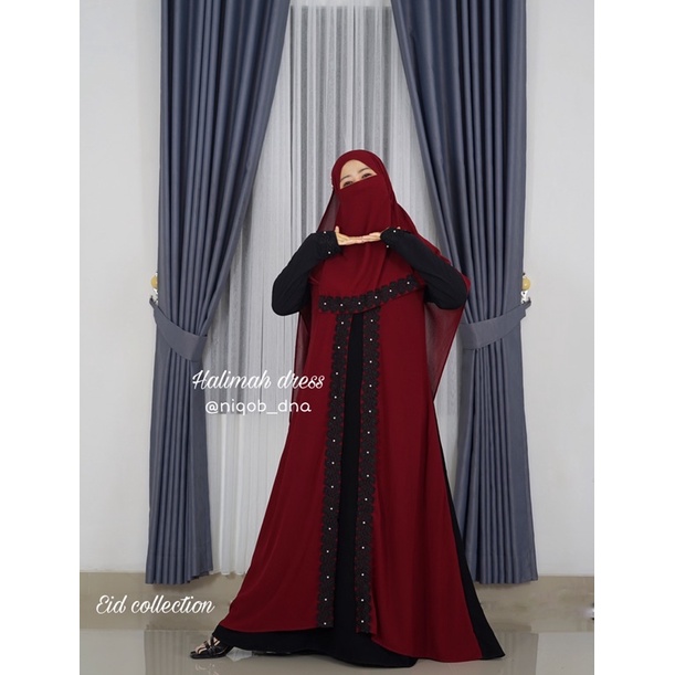 Abaya Bassic Hitam Jetblack Dress Hitam Masturoh Temboro Gamis Hitam Terbaru HALIMAH DRESS