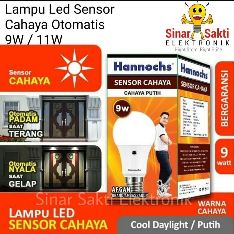 Hannochs Lampu Led Sensor Cahaya 9 11 Watt Light 9W 11W Otomatis