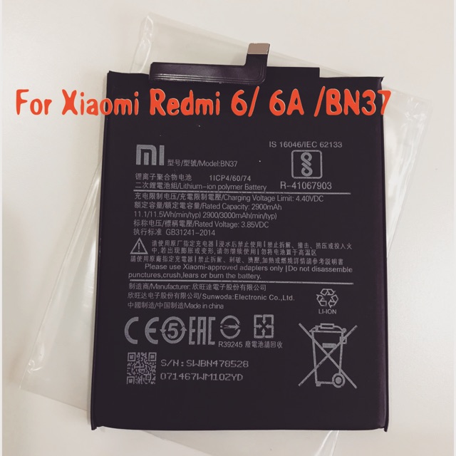 (P) Baterai batre battery batere original Xiaomi Redmi 6 / 6A / 6 pro BN37