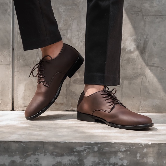 Derby Brown | Sepatu Pantofel Formal Kasual Kerja Kuliah Pria Cowok Men Lokal Laces | FORIND x Worka