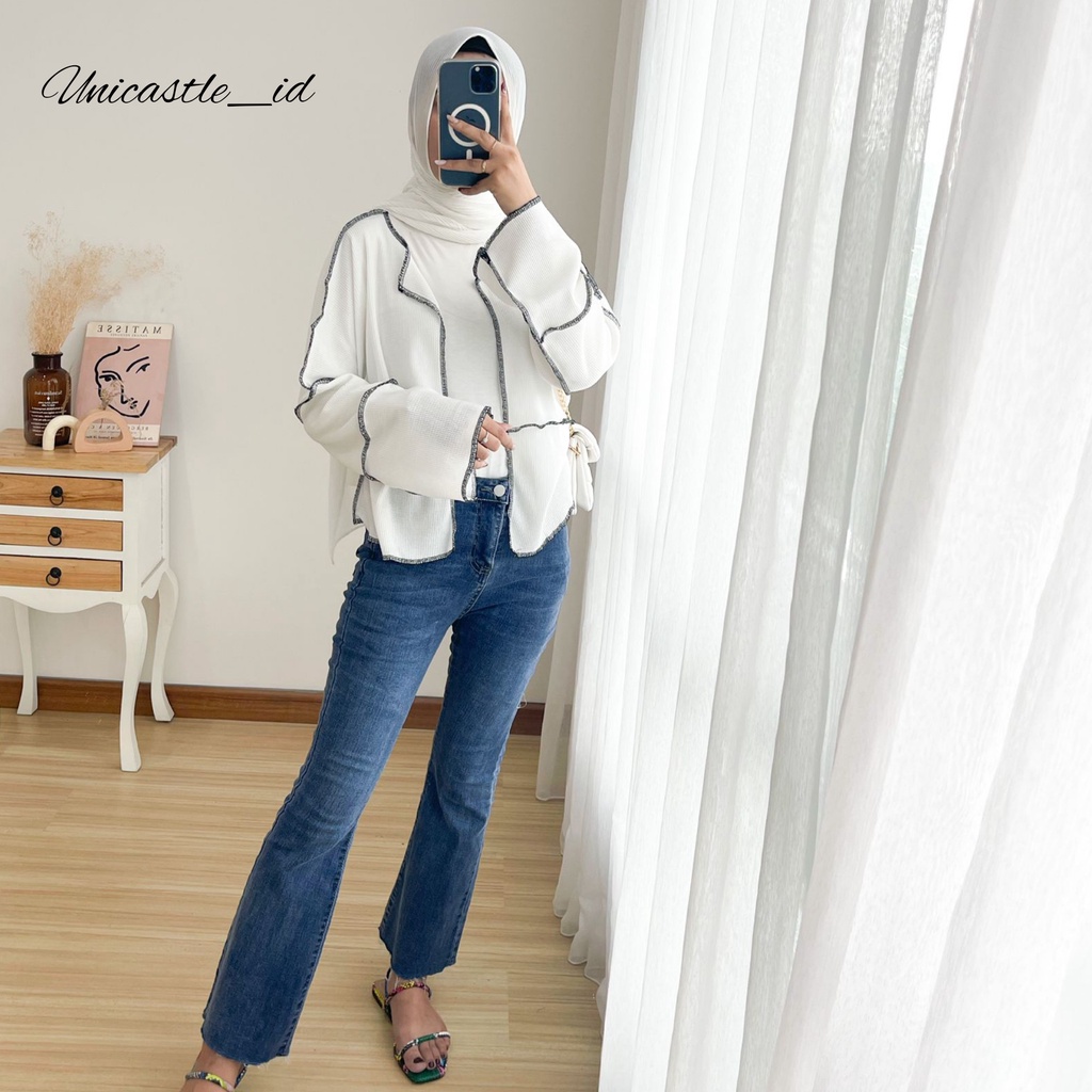 Wards Cardi / Rib cardigan / luaran baju / atasan wanita / Outer model jahitan luar