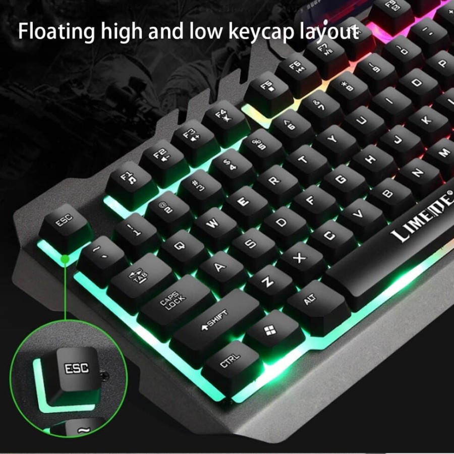 HXB Combo Keyboard Gaming RGB with Mouse + Holder Smartphone - T21 - Black