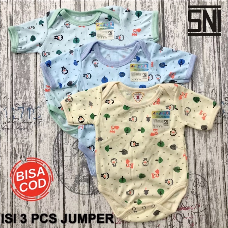 PROMO 7.7 3 Pcs Jumper Bayi Motif Lucu Jumper Bayi Bodysuit Baju kodok Bayi SNI DNW BABY