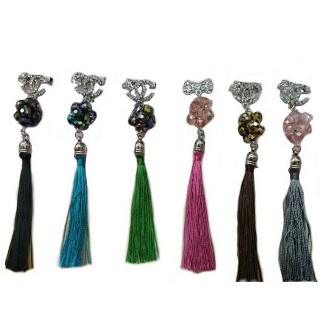 BARU !!! Bros Dagu Juntai Tassel Kristal/Bros Hijab Kekinian/bros tassel murah by TokoPelangiNicer