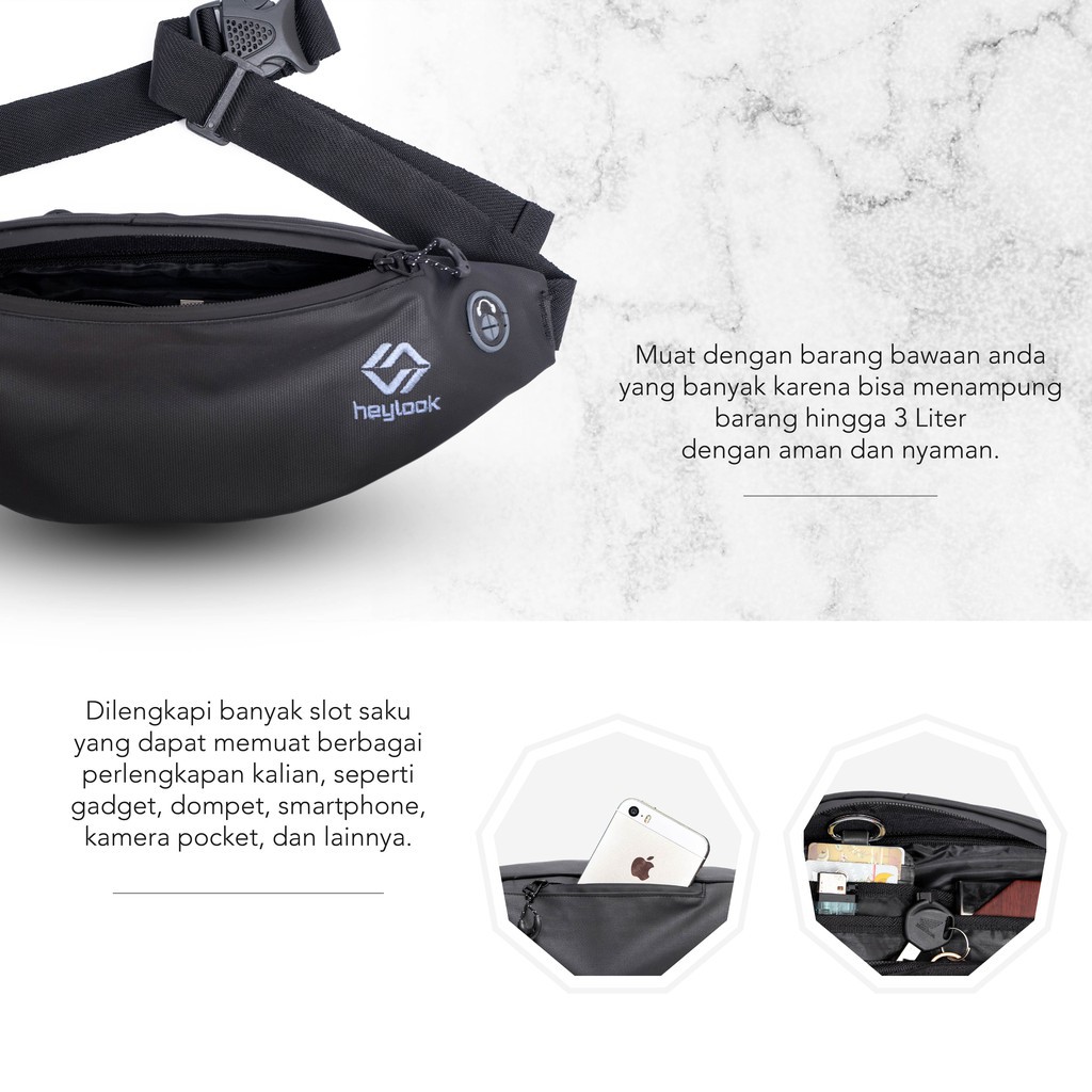 [BISA COD] Tas Selempang Pria Anti Air Waist Bag Waterproof