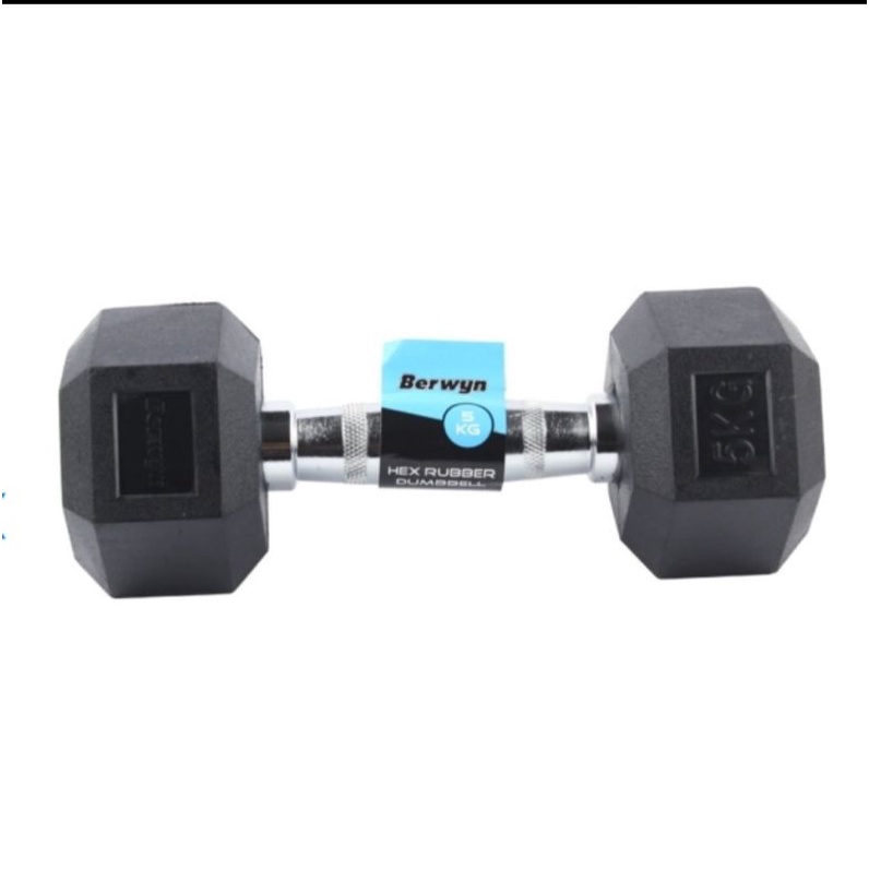 Berwyn Dumbbell Karet segi enam Hexagonal 5 Kg