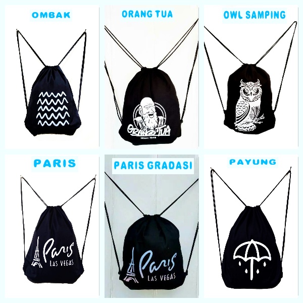 (PART 19 ) STRING BAG TAS Ransel serut drawstring sekolah kampus kuliah kerja SABLON LIMITED EDITION || Kiiyoomii