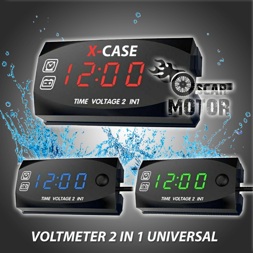 VOLTMETER 6646 2 IN 1 MOTOR DIGITAL PENGUKUR LISTRIK DIGITAL XCASE MOTOR MOBIL NMAX PCX motor