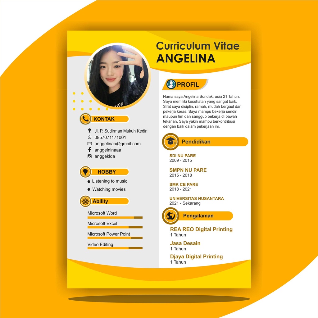 Jasa Pembuatan CV , Desain CV , Curriculum Vitae , Custom CV ,  Design CV ,  Resume , Riwayat Hidup