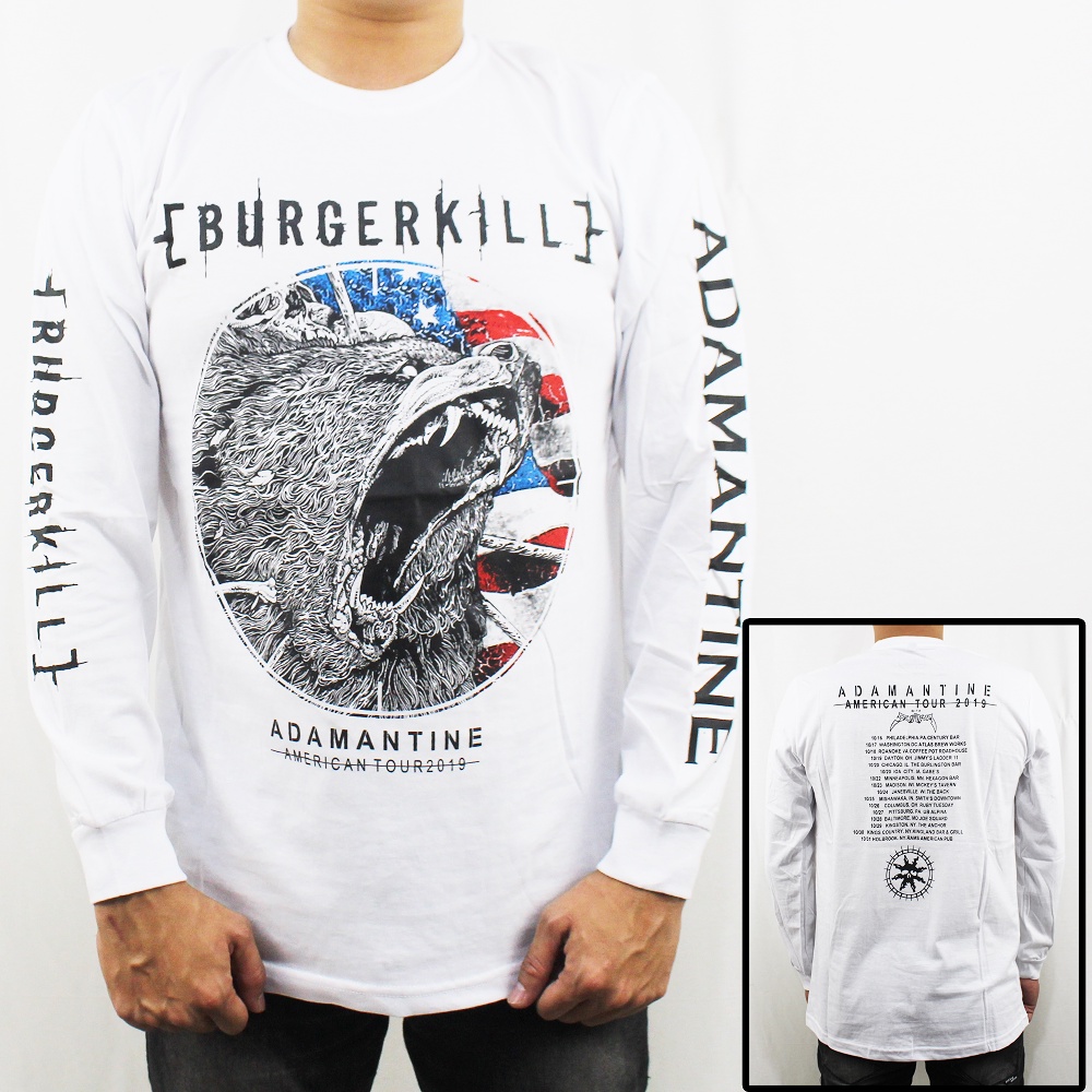 KAOS MUSIK BURGERKILL LENGAN PANJANG 02 PUTIH - BAJU LENGAN PANJANG BURGERKILL - LONGSLEEVE PRIA - L