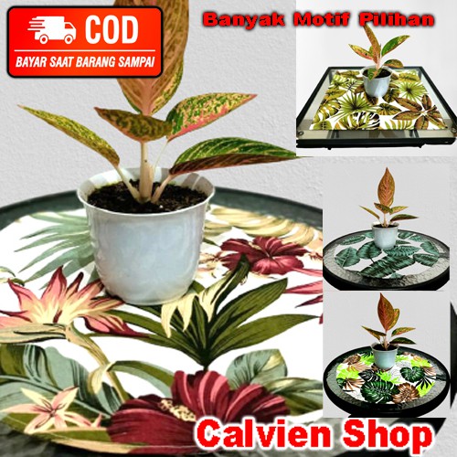 Taplak meja bulat kecil dan taplak meja kotak persegi empat kecil untuk meja teras depan rumah