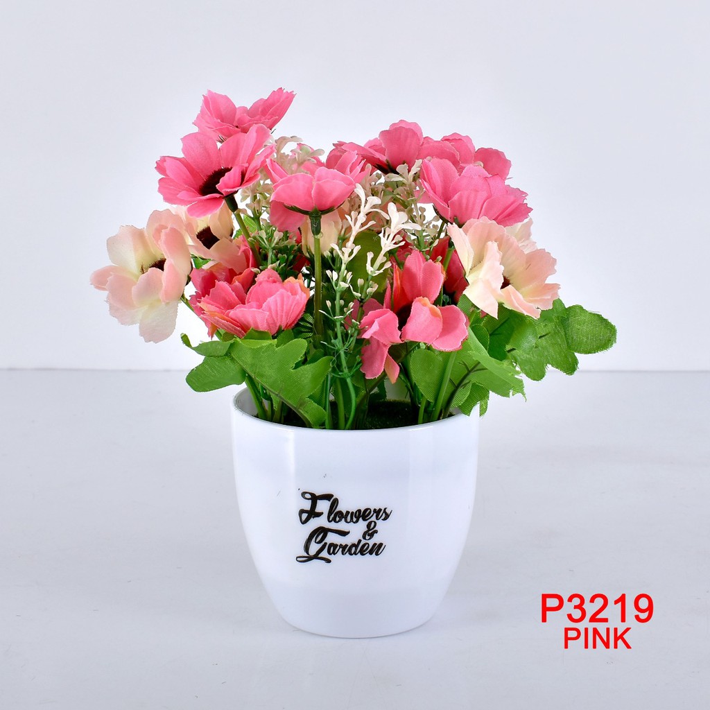 COD/ TL88 TANAMAN BUNGA HIAS POT TANAMAN HIAS DEKORASI RUMAH DAN BUNGA PLASTIK P3219-PINK