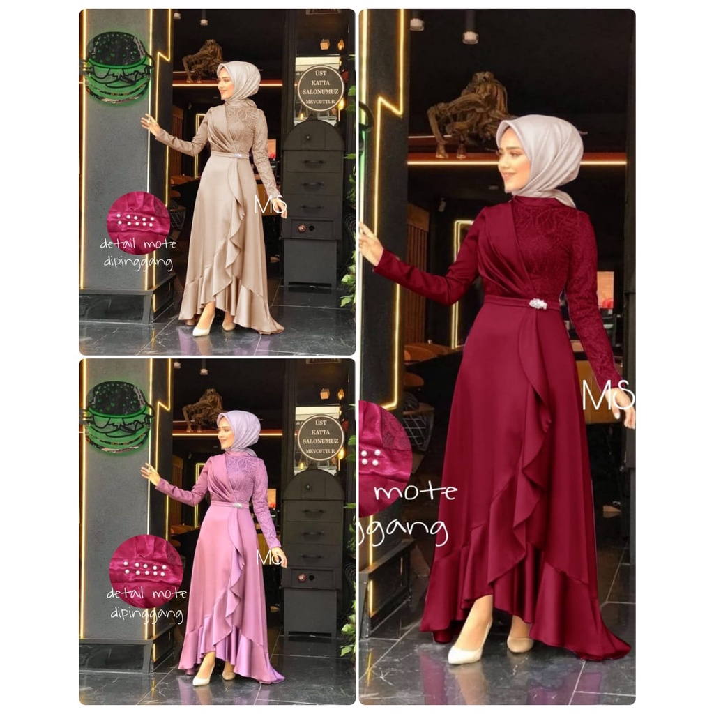 MAXY GAMIS DRESS MUSLIM KALISTE BRUKAT VELVET / PAKAIAN MUSLIM WANITA / MAXY MUSLIM / DRESS MUSLIM /