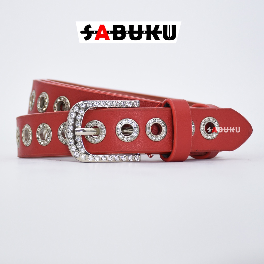 Ikat Pinggang Kulit dengan Gesper Single Eyelet Grommet untuk Wanita Gaya Korea - 026