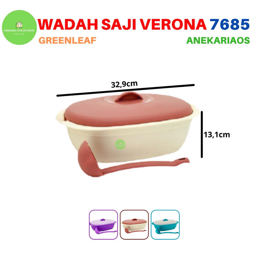 GREEN LEAF Wadah Saji Plastik 3.3 Liter Food Storage VERONA 7685