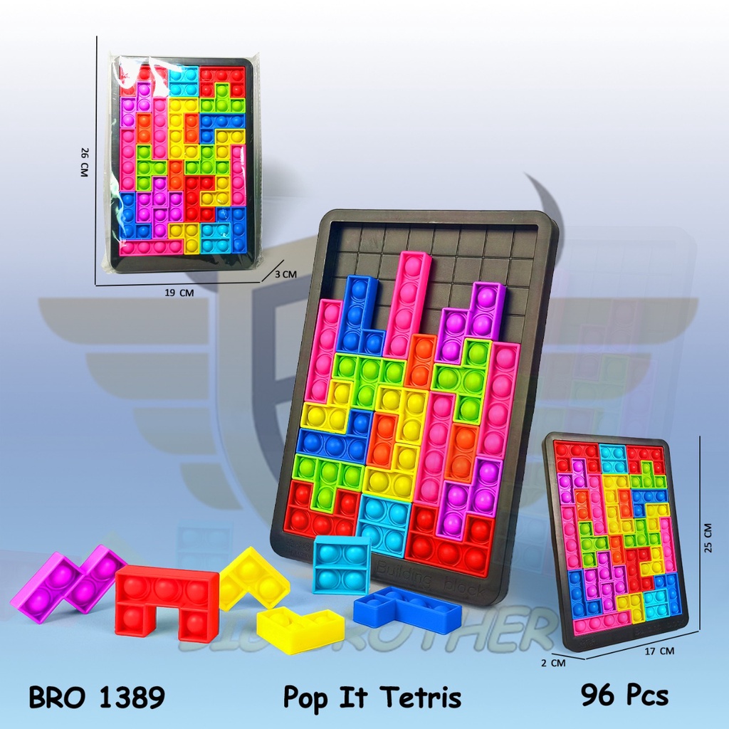 BRO1389 Pop It PopIt Tetris Puzzle Squeeze Game Popit Push Bubble Fidget Cube (Mainan Edukasi Anak)