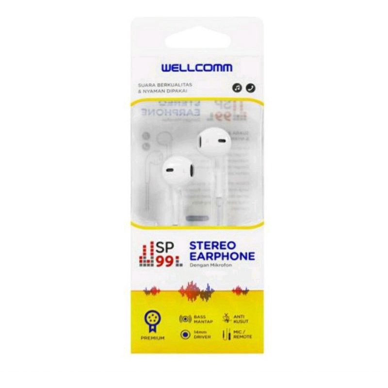 ( NEW ) Earphone Wellcomm SP99 Earphone Mega Bass Original Wellcomm Headset