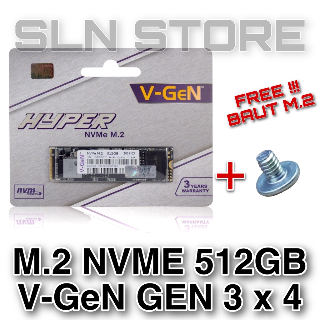 SSD 512GB NVME M.2 / M2 V-GeN Hyper 512 GB PCIe 2280 Solid State Drive Vgen