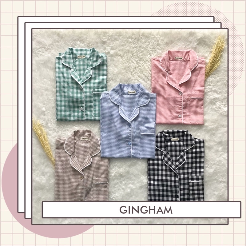 Korean Pajamas Gingham Set (kotak - kotak)