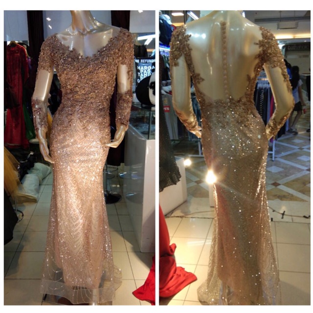 Gaun pernikahan rose gold READY STOCK . modern wedding dress kebaya rosegold