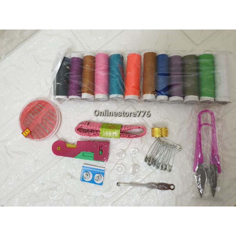 Set Alat Jahit Set Peralatan Benang Jarum Lengkap Sewing Box Plastik