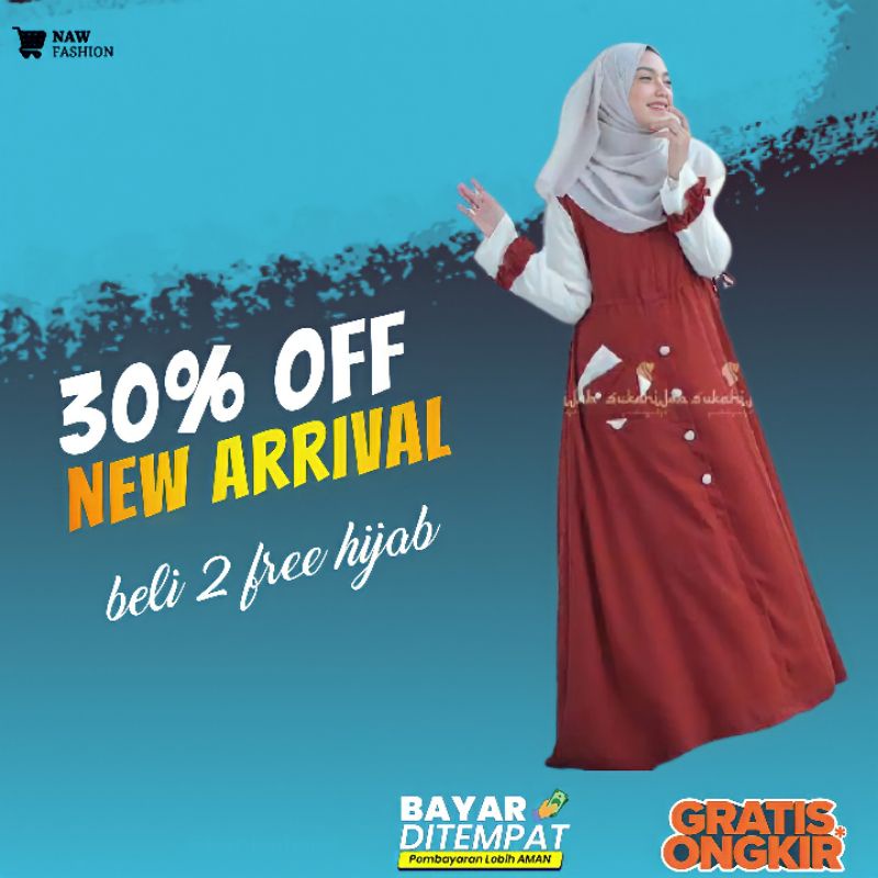 Baju Gamis Syari Muslim Lebaran Brukat Wanita Perempuan Dewasa Remaja Kekinian Terbaru 2021 Murah