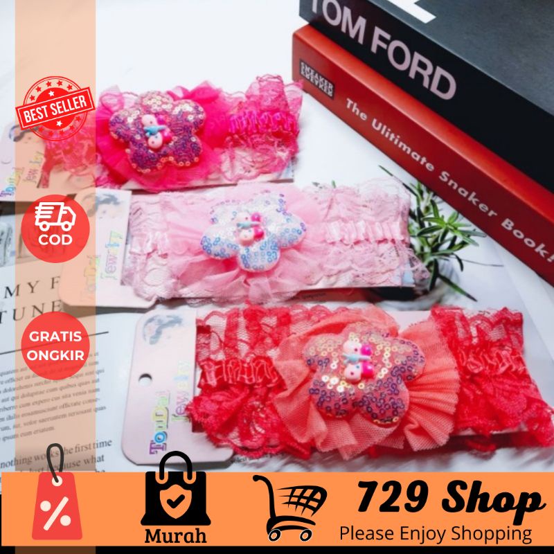 Bandana Anak Korea Motif Renda Kupu-Kupu Premium Star Import Best Seller