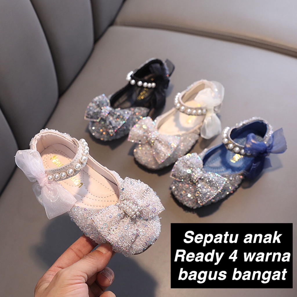 (LOLI-JKT) Z-023 SEPATU PESTA ANAK MUTIARA PAYET BERLIAN SIZE 21-36