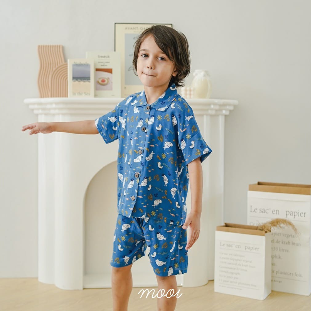 MOOI Long &amp; Short COLLAR SET Setelan Baju Pendek/ Baju Panjang Piyama