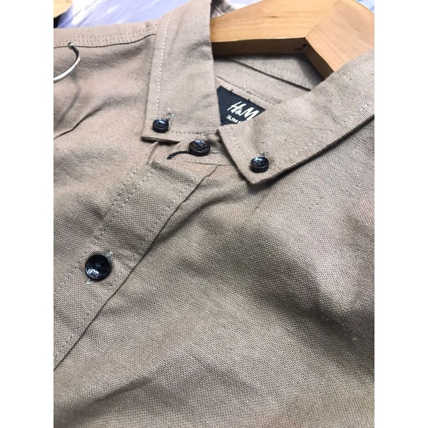 KEMEJA PRIA H&amp;M BASIC SHORT SLEEVE SHIRT COTTON RAMIE DARK BLUE ARMY GREEN WHITE BLACK SLIM FIT COTTON SHORT SKINNY FIT