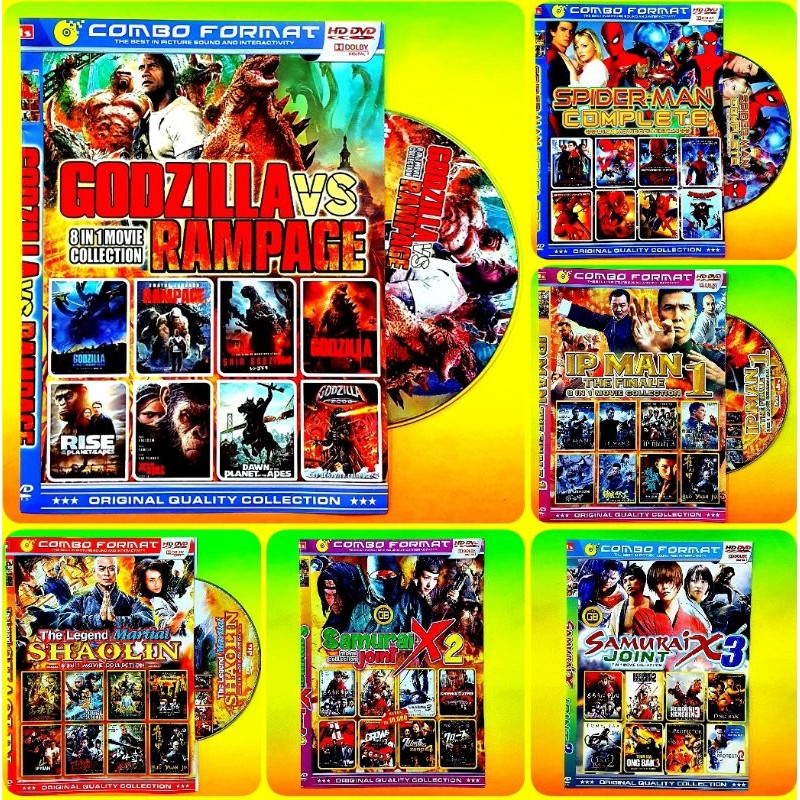 VARIASI KOLEKSI KASET FILM ACTION SILAT KUNGFU TERBARU - IP MAN- RAMPAGE - SHAOLIN - SPIDERMAN - GOD