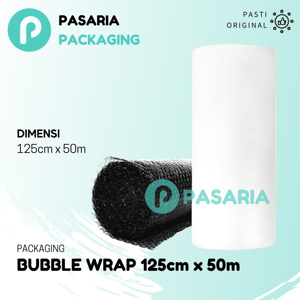 

Bubble Wrap 1 Roll 125 cm x 50 m (meter) BubbleWrap Ukuran 125x50 Bening/Hitam