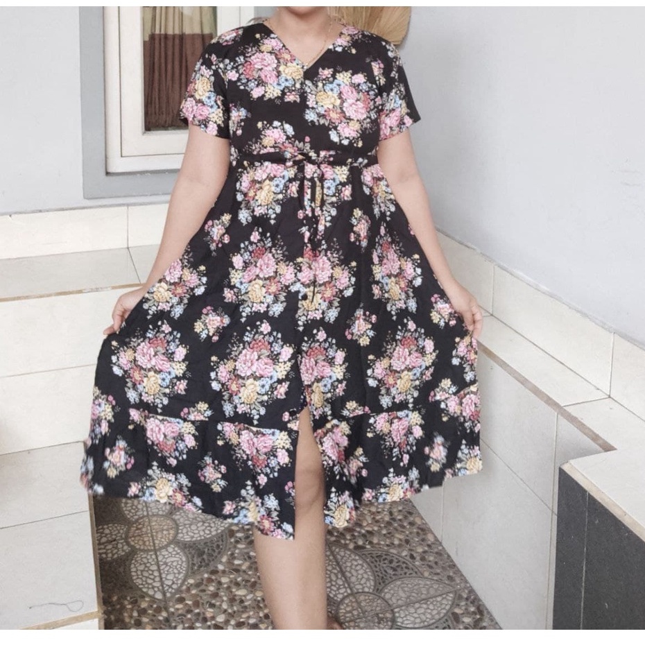 Dress luna full kancing midi