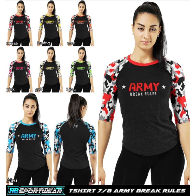 kaos senam lengan army /kaos senam