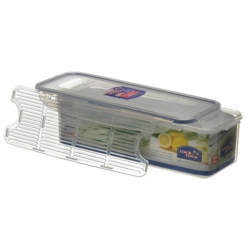Lock n Lock Rectangular Food Container 1.6L with Tray HPL843 Tempat Penyimpanan Makanan dengan Saringan