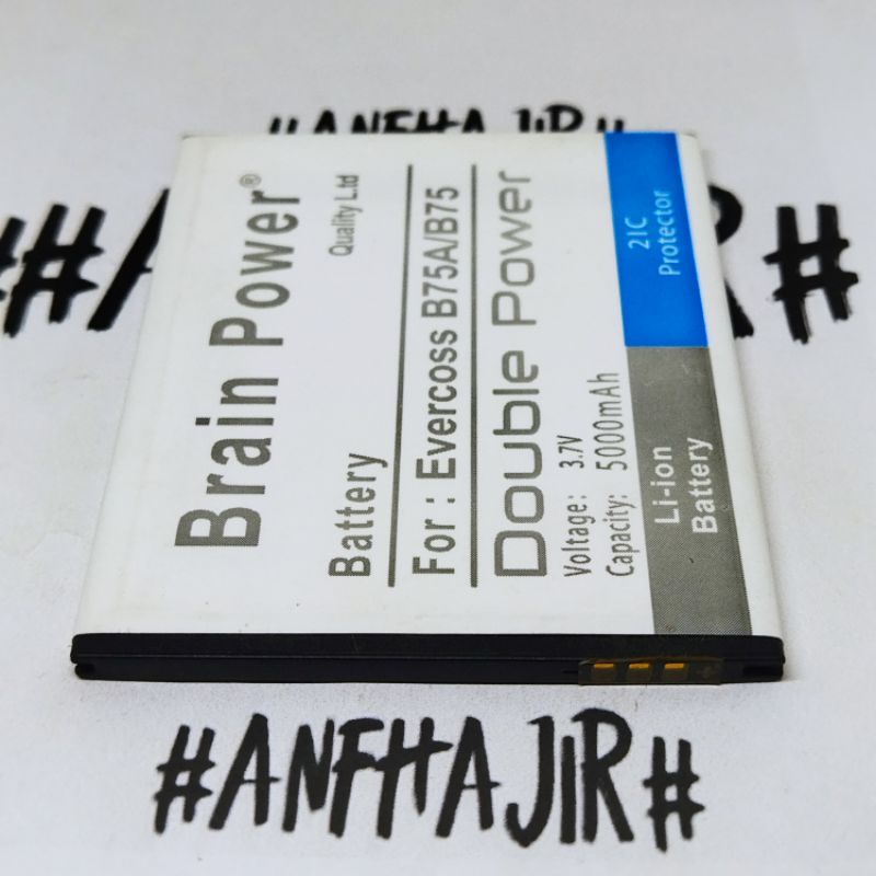 BATRE BATREI BATERAI BATTERY EVERCOSS B75A B 75A B75 A B 75 A B75 B 75 BRAIN DOUBLE POWER (5000 mAh)