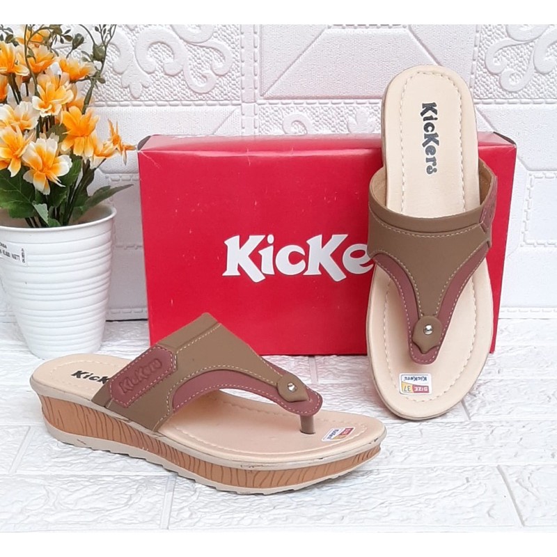 KICKERS SANDAL WEDGES JAPIT WANITA KOMBINASI