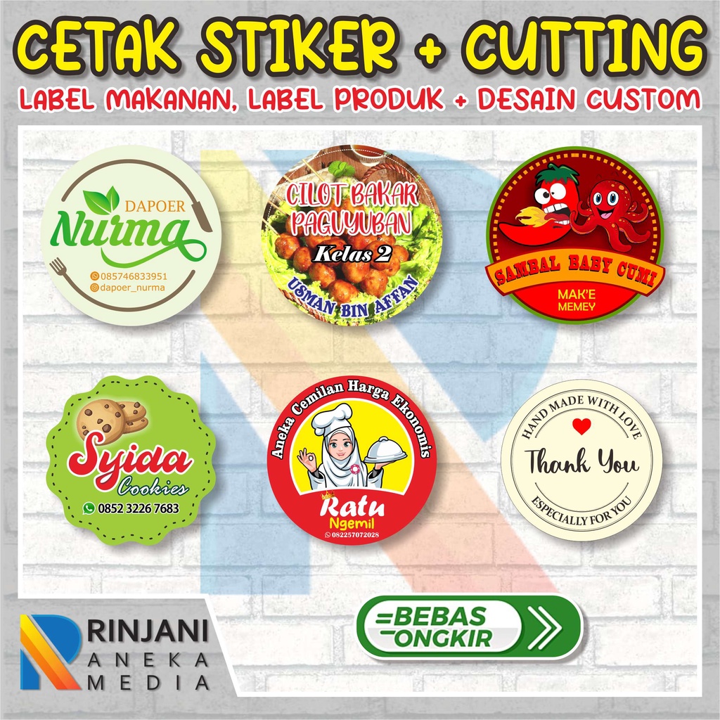 

Cetak Label Stiker Custom Cutting Produk Olshop Makanan Minuman Anti Luntur Bontac