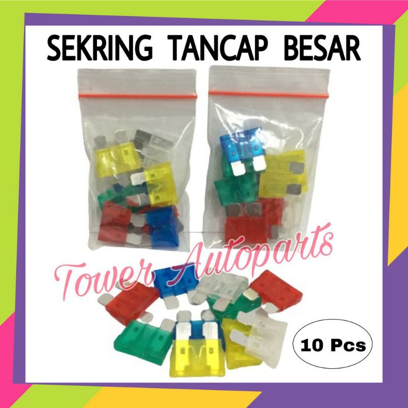 Sekring / Sikring Dx Tancap / Tusuk Besar Untuk Mobil &amp; Motor (Isi 10 pcs)