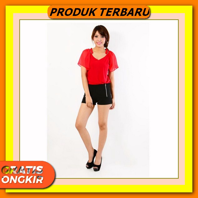 Baju Atasan Blouse Bluse Blus Wanita Lengan Pendek Fashion Remaja Wanita Cewek Perempuan Dewasa Casu