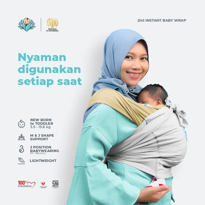 gendongan geos 2in1 instan baby wrap bayiku.id