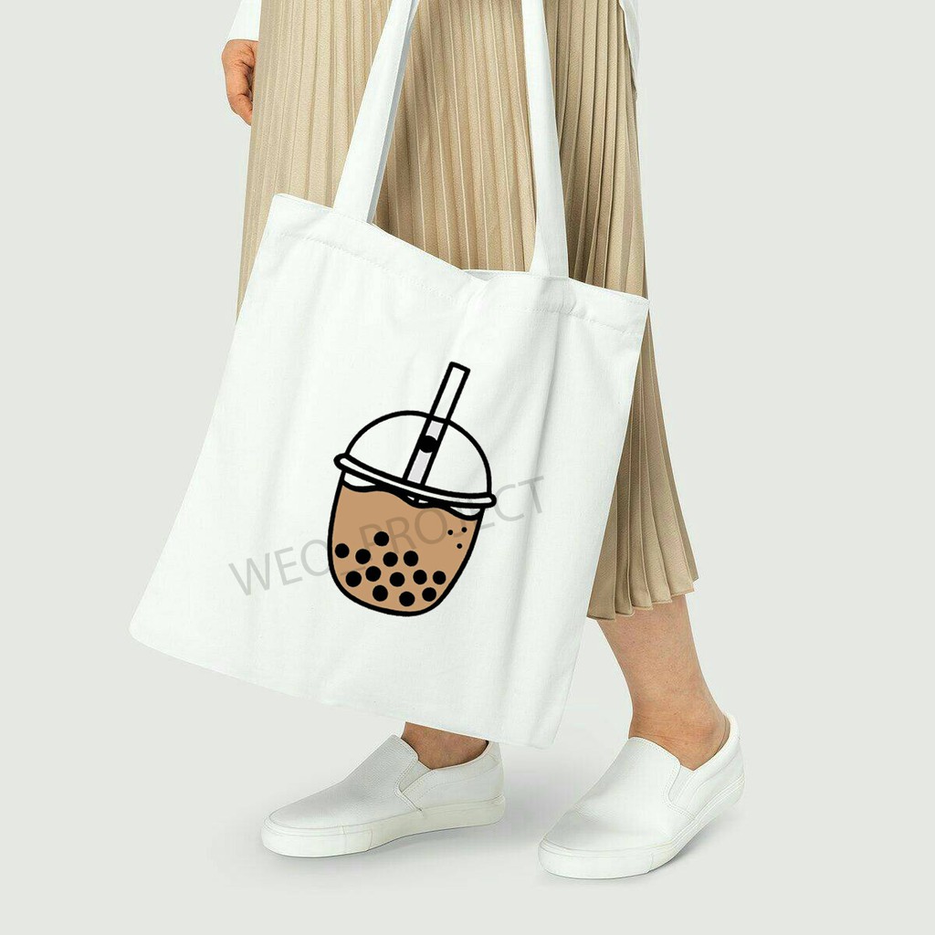 TOTE BAG KANVAS MURAH / TOTE BAG WANITA / TOTE BAG MOTIF MACARON DLL