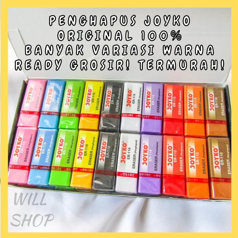 

1 BOX ISI 40 KARET PENGHAPUS JOYKO ORIGINAL ER 110 WARNA WARNI TERMURAH READY GROSIR COD