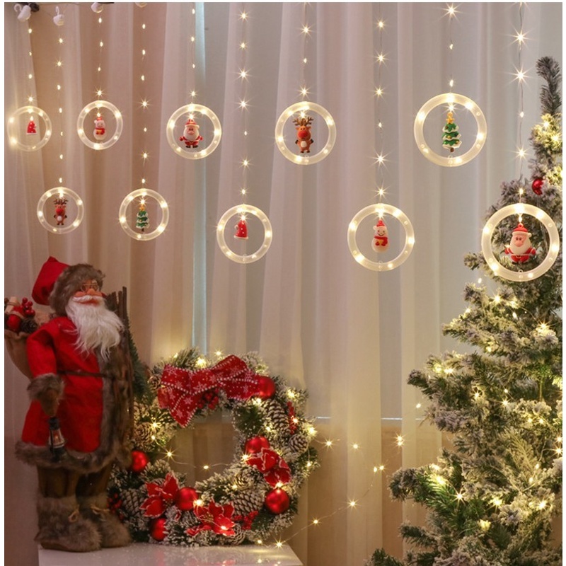 Lampu String LED Desain Snowman Snowflakes Santa Claus Untuk Dekorasi Pohon Natal