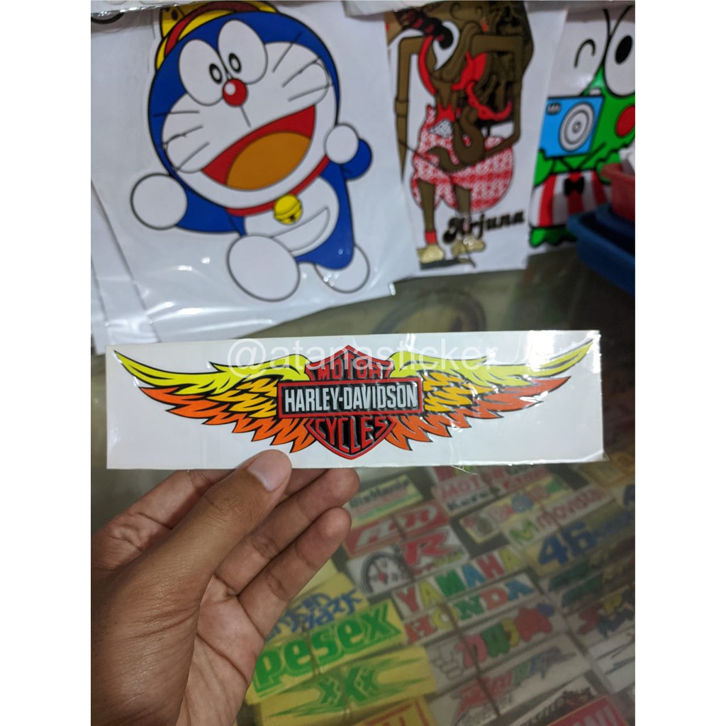 Stiker Cutting Logo Harley Davidson Wing 20x5cm Nyala Reflective Scotlite Fosfor