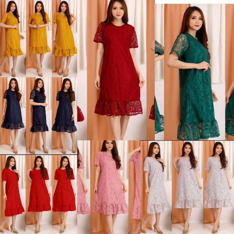 DRESS BROKAT SONATA VR DRESS NATAL GEREJA DRESS MIDI BROKAT CORNELI NEW YEAR DRES IMLEK dress Korean