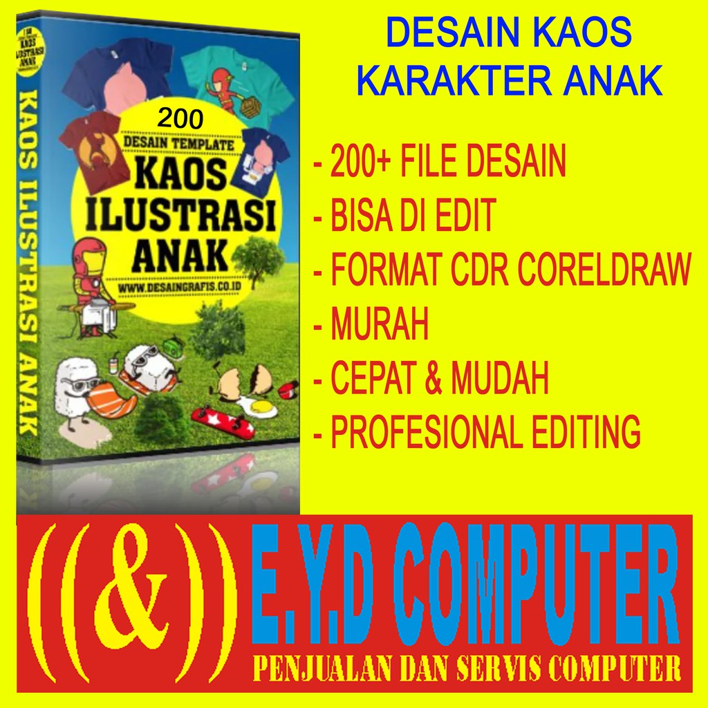 Download Desain Kaos Karakter Anak Koleksi Template Design Grafis T Shirt Usaha Percetakan Baju Edit File Shopee Indonesia